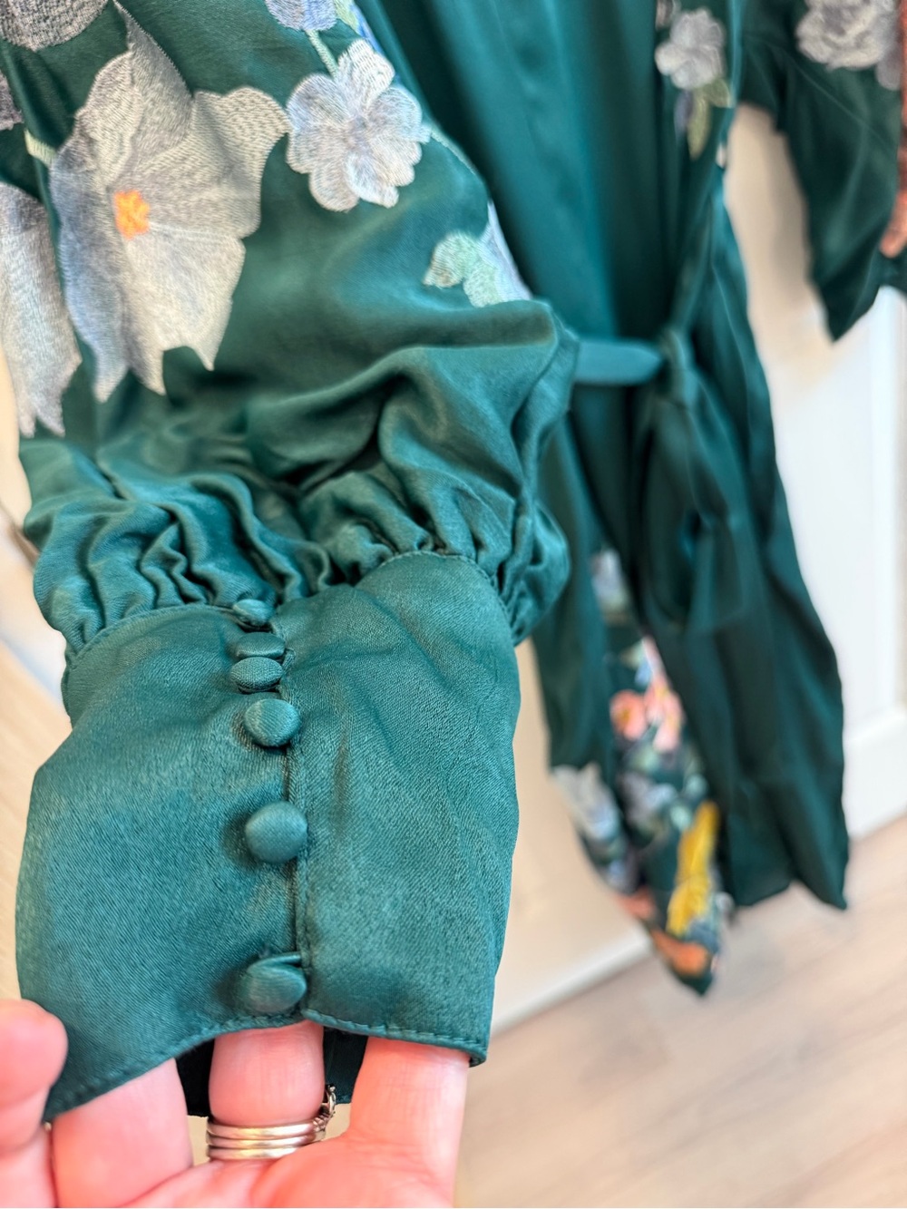ASOS CURVE Size 20 Forest Green Floral Embroidered Satin Midi Dress - Picture 10 of 12